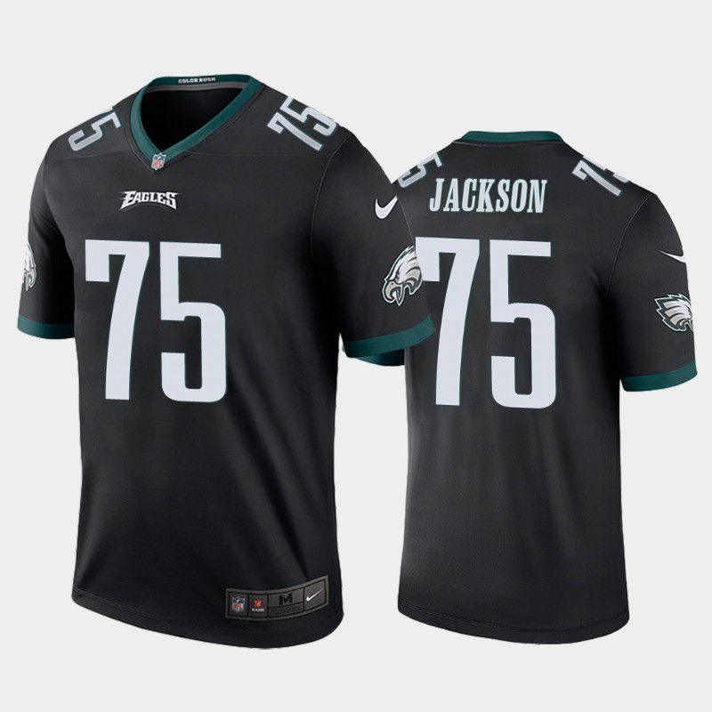 Men Philadelphia Eagles 75 Tarron Jackson Nike Black Legend NFL Jersey